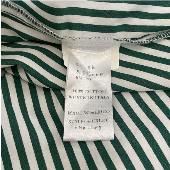 Frank & Eileen Shirley Supreluxe Italian Cotton Green Stripe Oversized Shirt XL - Picture 11 of 12
